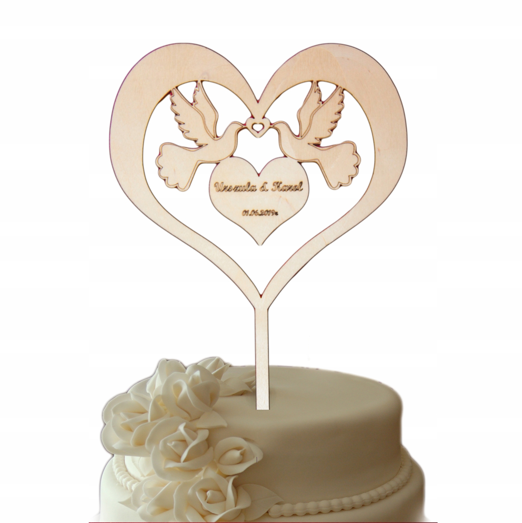 

Topper toper na tort weselny ślub imiona i data