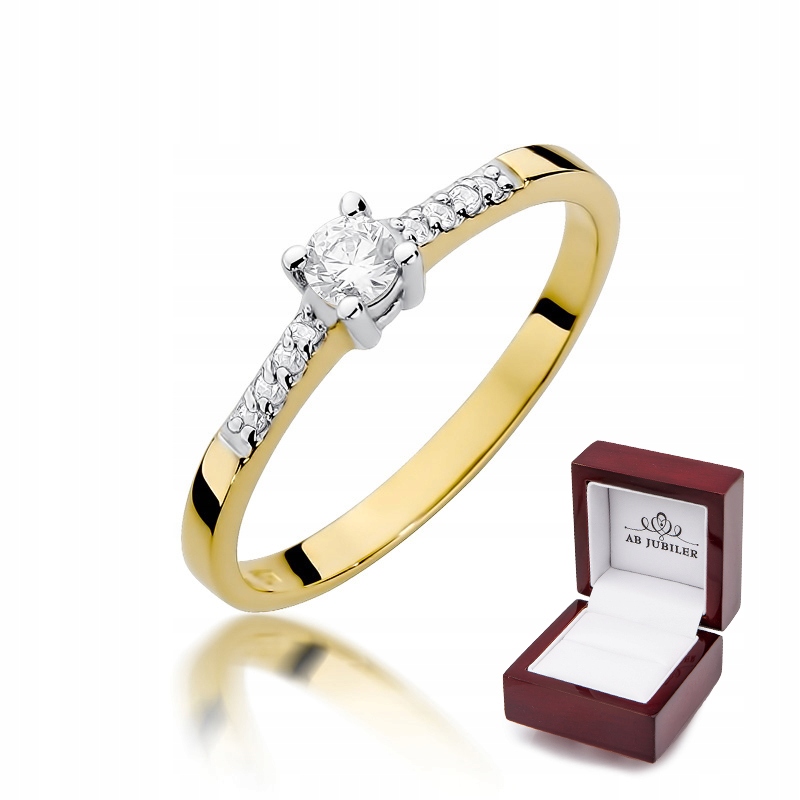 

Złoty Pierścionek Brylant 0,22ct Próba 585 Grawer