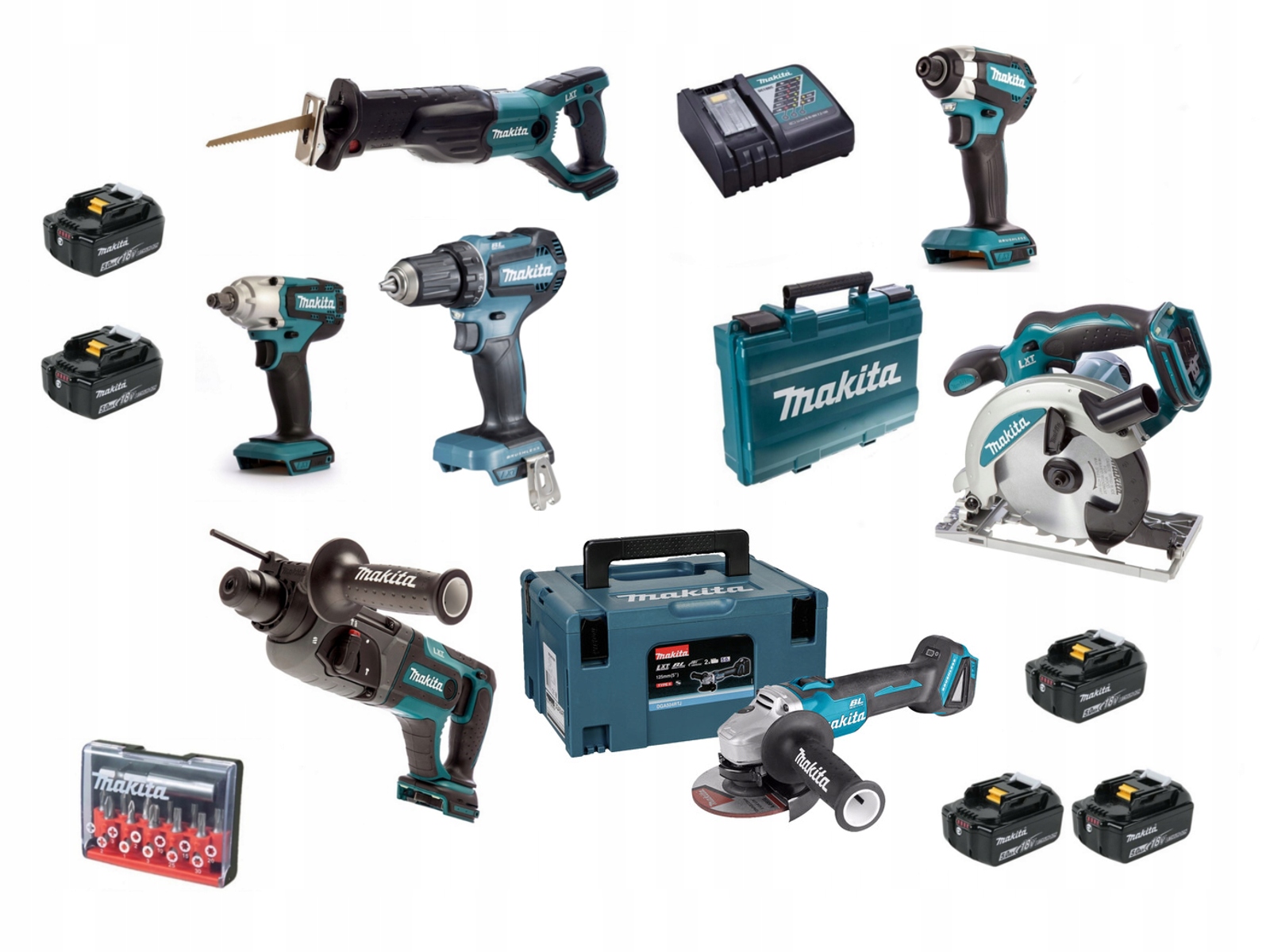 

Makita Zestaw Combo 7SZT Narzędzi 18V 5X5Ah Bezszc
