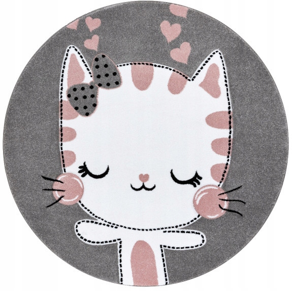 

Dywan okrągły Petit 3D Kitty kotek kot różowy 140