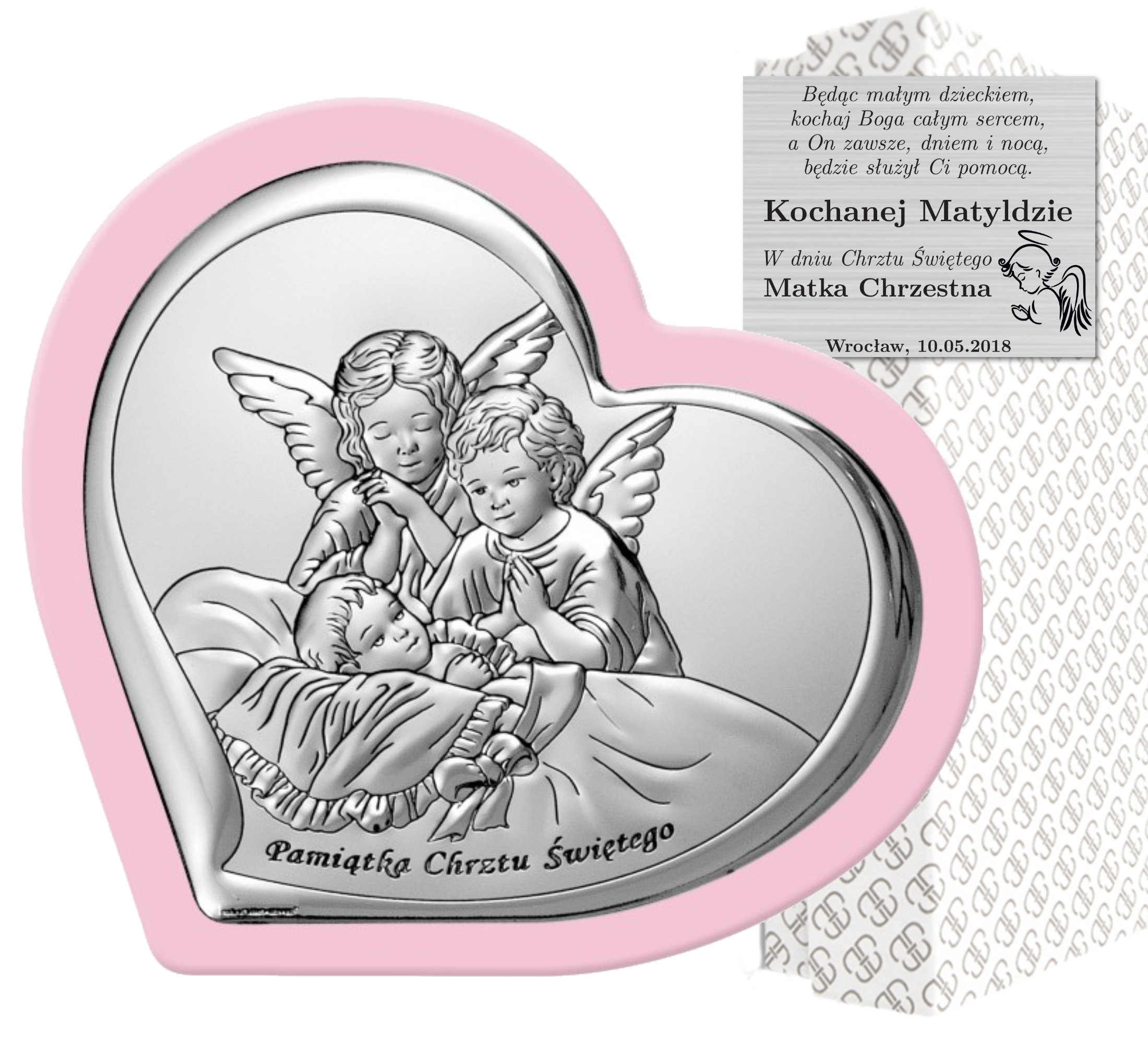 Stříbrný Obrázek Anděl Suvenýr Svatého Křtu