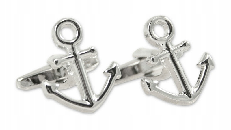 Tematyczne Spinki do Mankietów SREBRNE KOTWICE