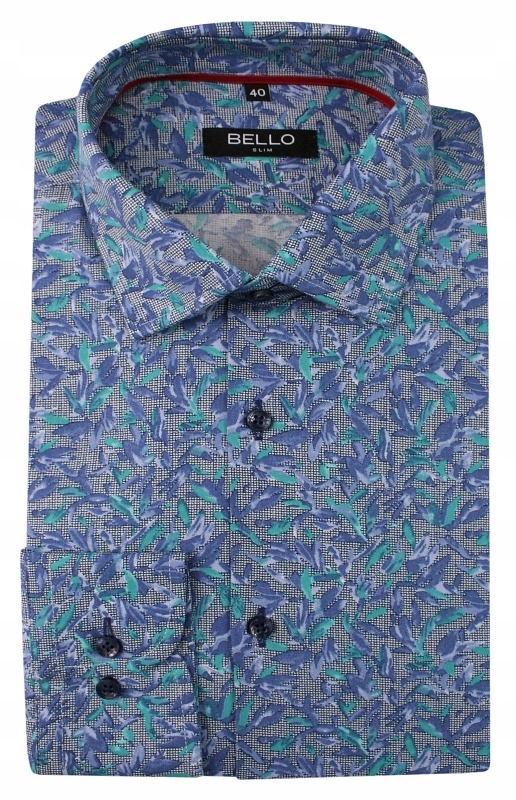 Modro-šedá košile -bello- 37/176-182 slim