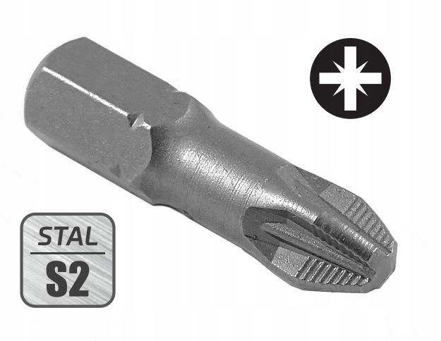 Bit grot końcówka Pozidrive PZ-2 PZ2 25mm PRO EAN (GTIN) 5906601046605