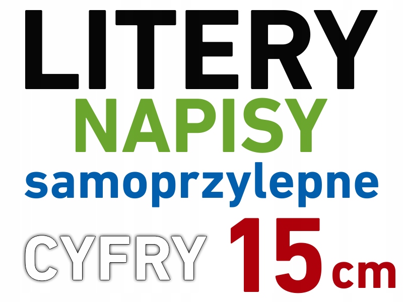 

Litery i Cyfry Samoprzylepne naklejki literki 15cm