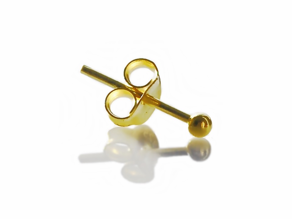 

925 Srebro + Złoto Kolczyk Kulka Wkręt 0,3 cm 1szt