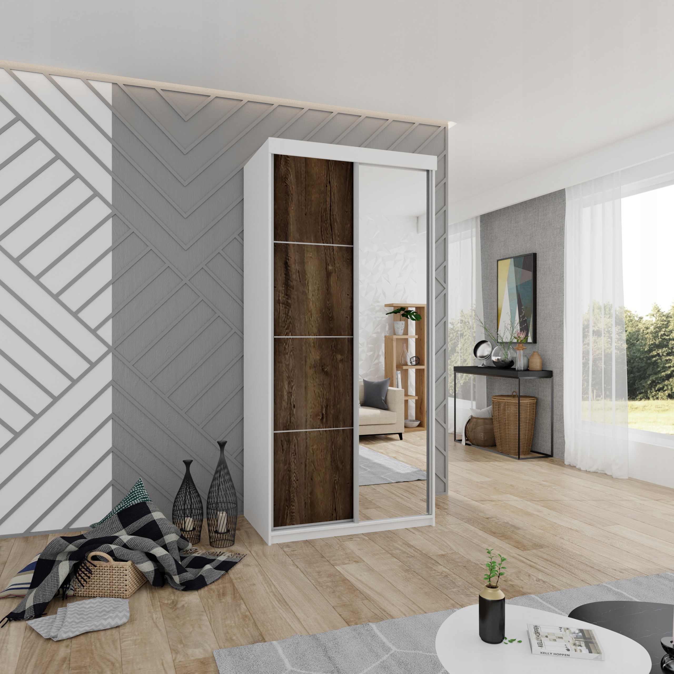 Szafa przesuwna BARCELONA PLUS B-23 100 Biała Głębokość mebla 62 cm