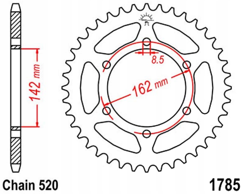 Zadní ozubené kolo 520 Jtr 48Z Suzuki Pe 175 80-82