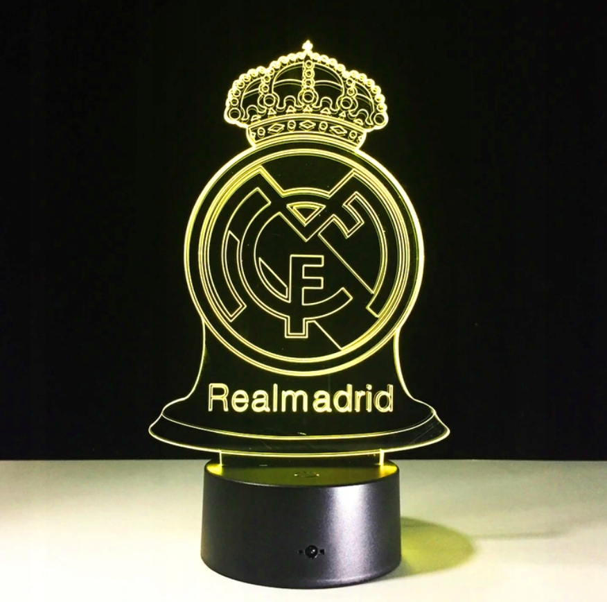 REAL MADRYT LAMPKA NOCNA 3D LED PREZENT + PILOT Marka inna