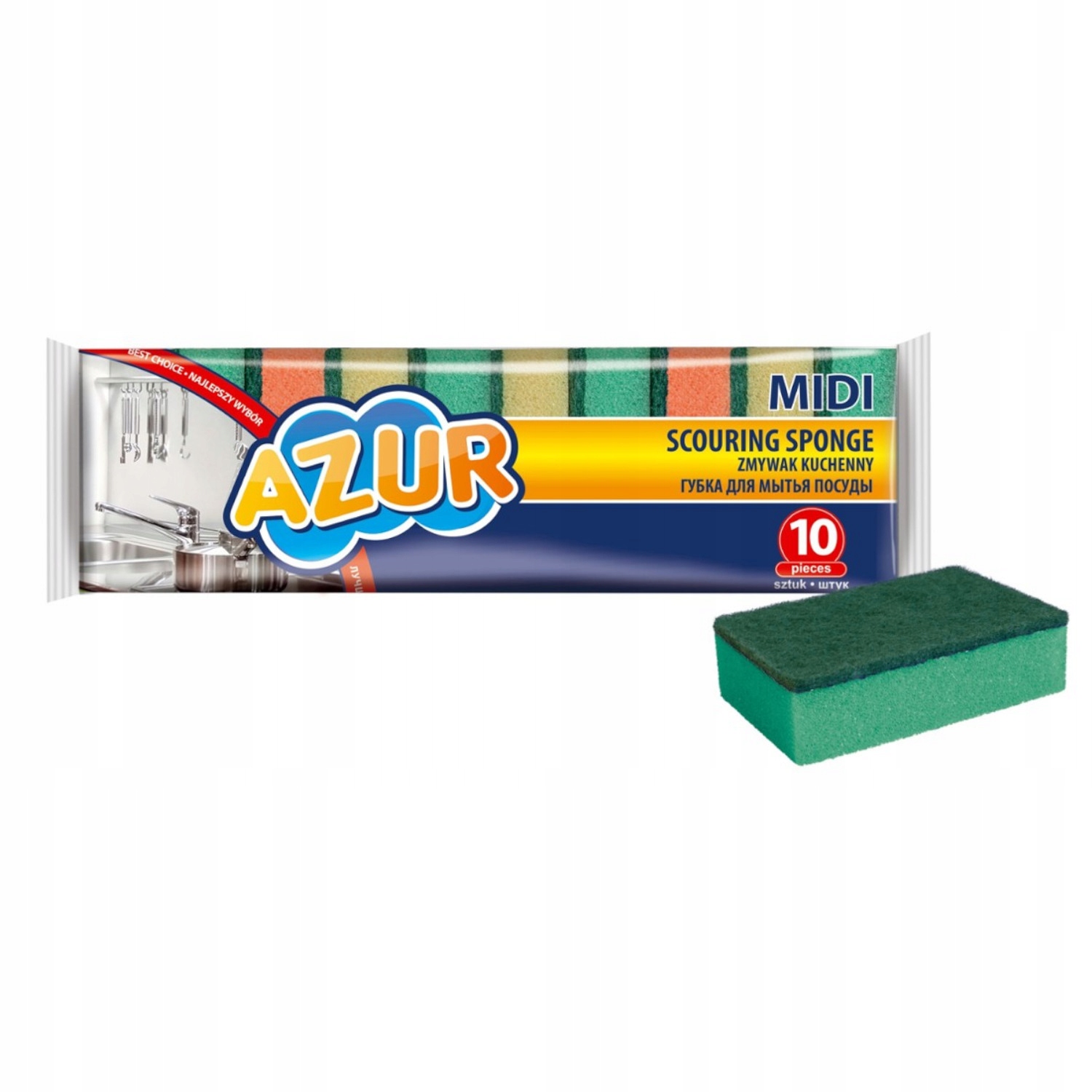 

Zmywaki kuchenne 10 sztuk Azur Midi Wielokolorowe