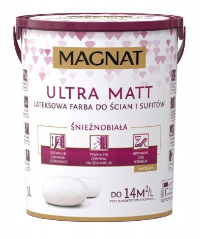 

Farba Magnat Ultra Matt Do Sufitów Biała Lateks 5L