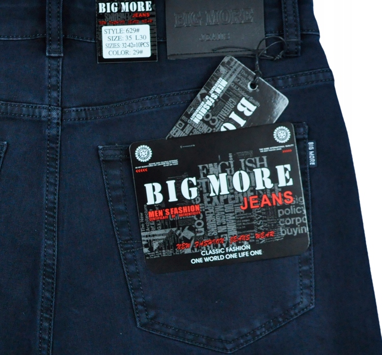 Spodnie męskie jeans Big More 629 grafit L30 pas 94 cm 37/30 Odcień atramentowy
