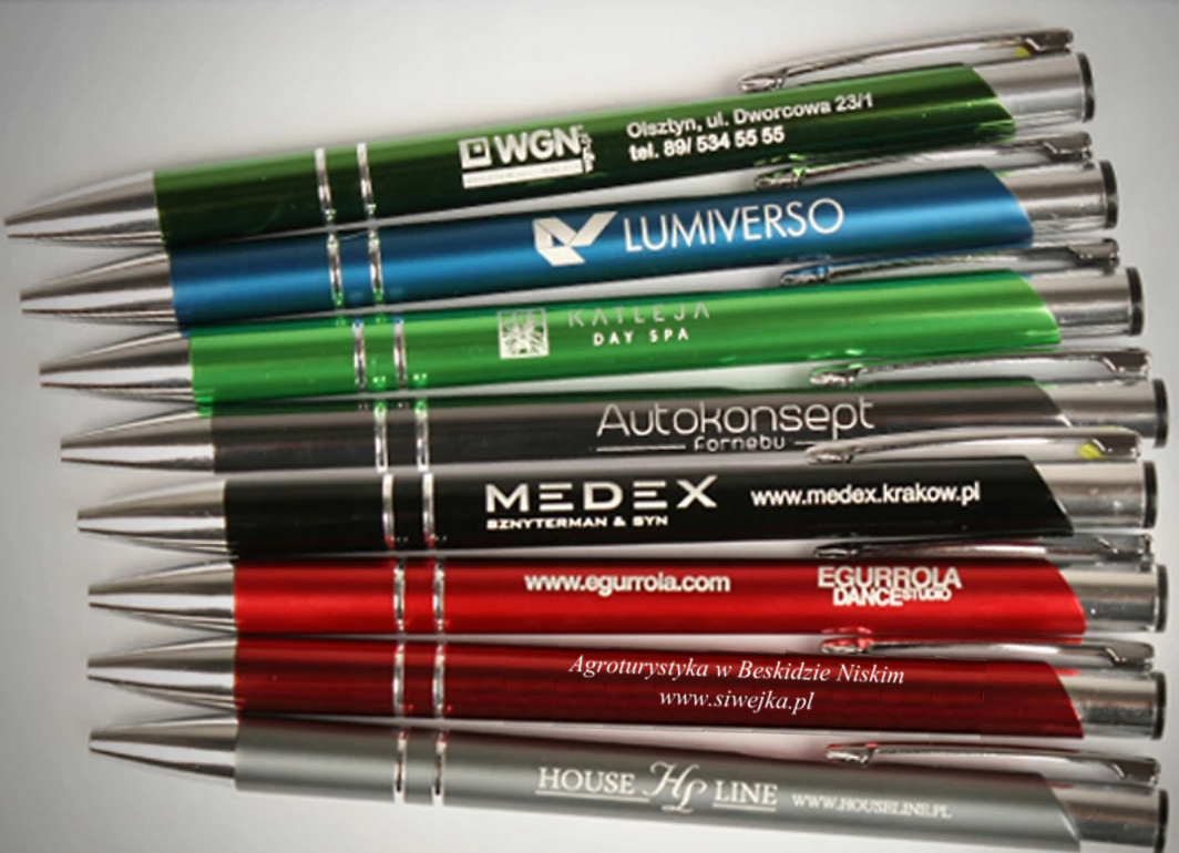 DŁUGOPISY REKLAMOWE COSMO GRAWER LOGO NAPIS 500 sz Marka Cosmo