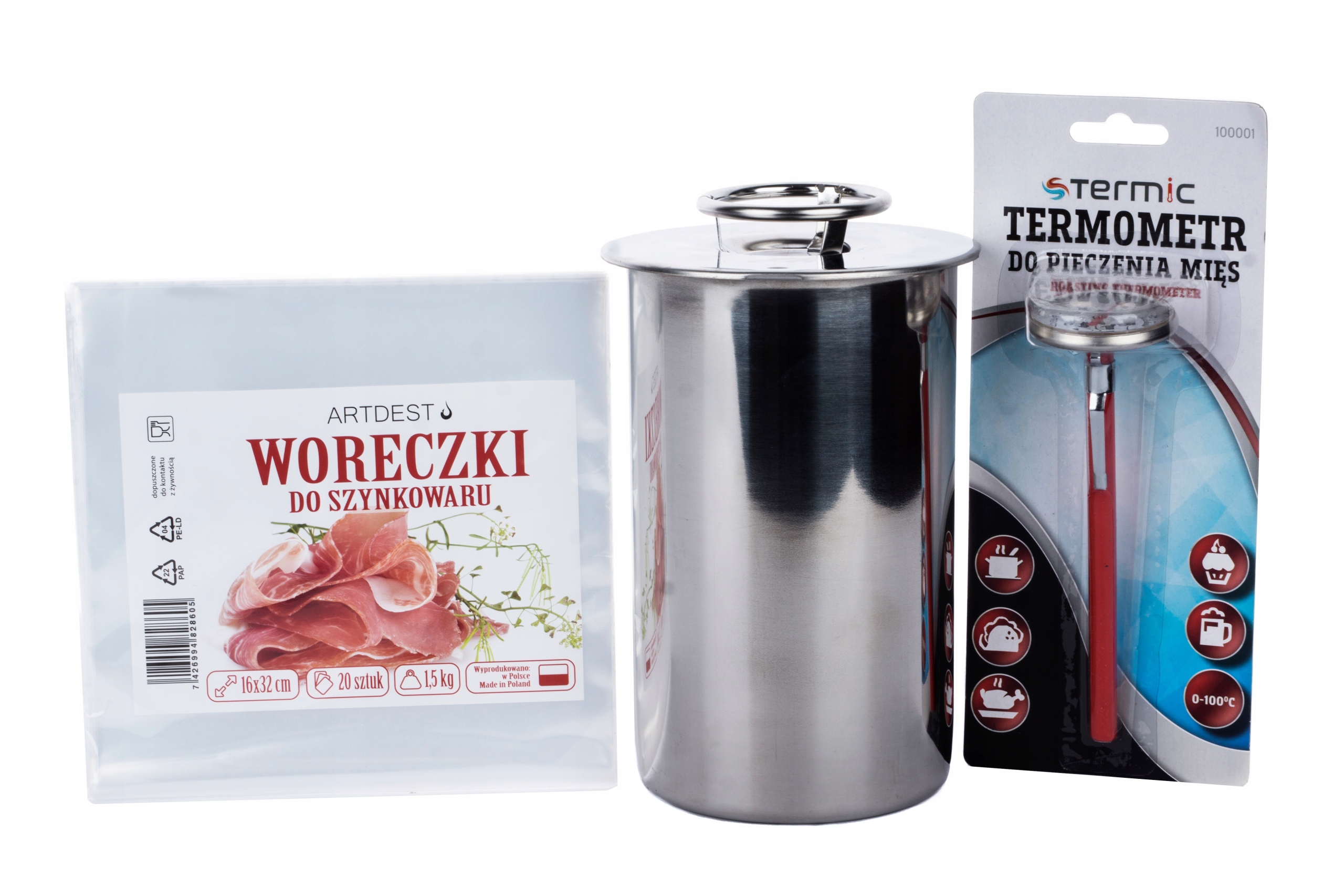 

Szynkowar Zestaw Termometr Garnek Worki 1,5kg Stal