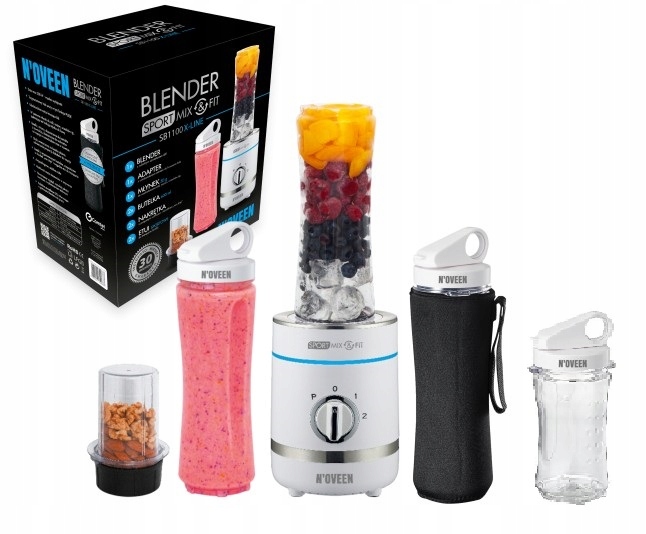 Blender kielichowy N'oveen Sport Mix & Fit SB1100 300 W biały