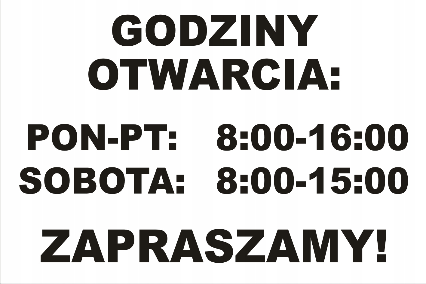 

Tabliczka Informacyjna Godziny Otwarcia 30x20 CM