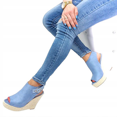 

Sandały koturn espadryle eco Zamsz KBU623