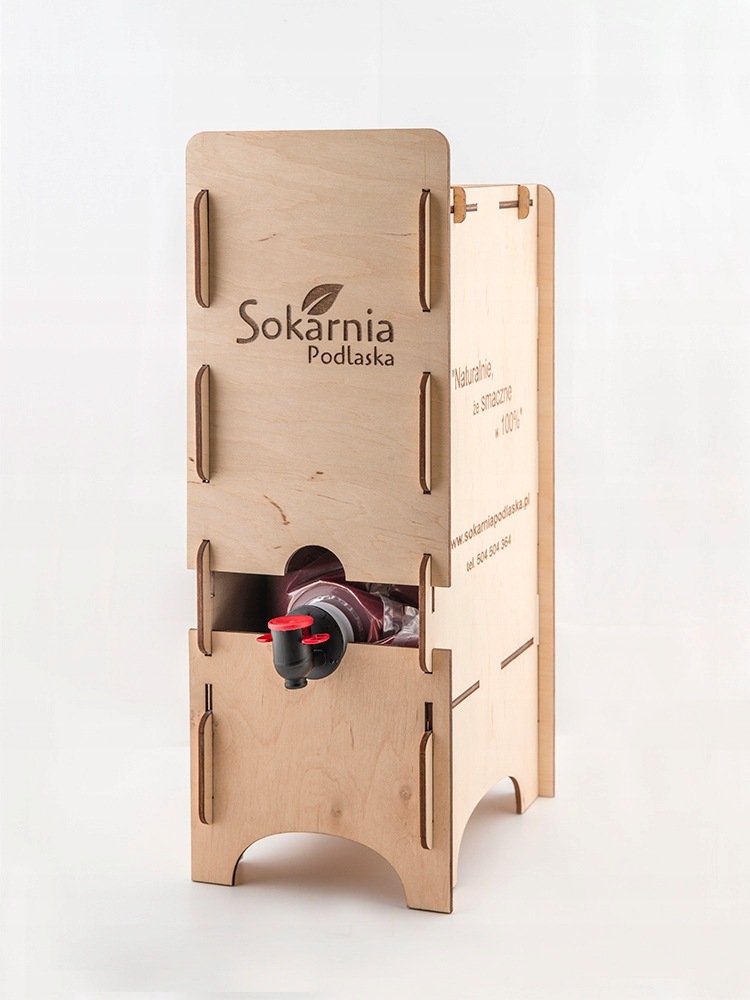 PUDEŁKO DREWNIANE NA SOKI TŁOCZONE 3l i 5l Praktyczne Z Litego Drewna Rodzaj do produktów płynnych