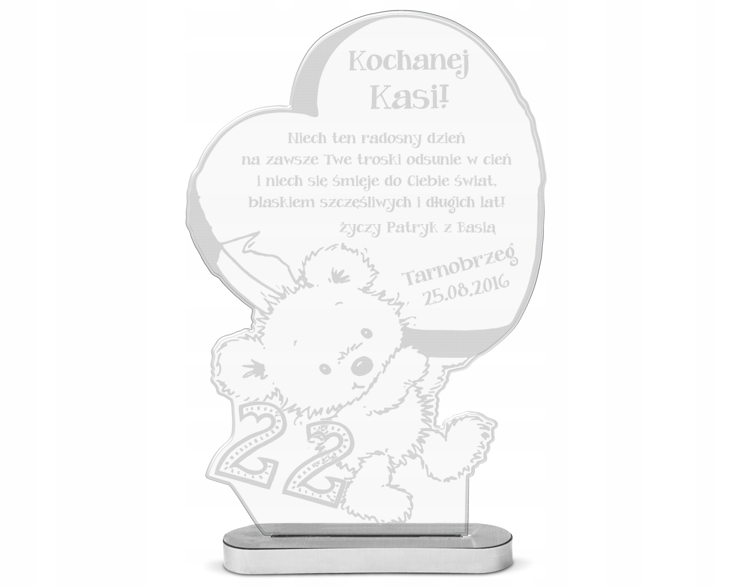 Statuetka akryl Prezent na Walentynki Twój tekst