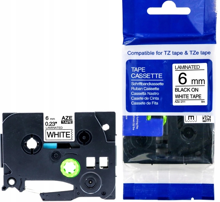 

Taśma do Brother TZe-211 6mm biała 8 metrów TZ-211