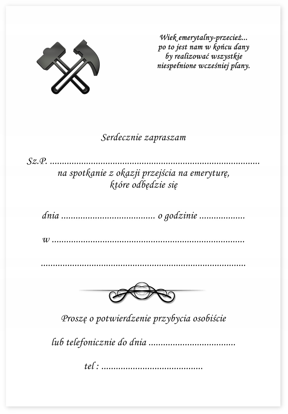 ZAPROSZENIA EMERYTURY EMERYTURA GÓRNIK KOPALNIA RETRO Marka inna