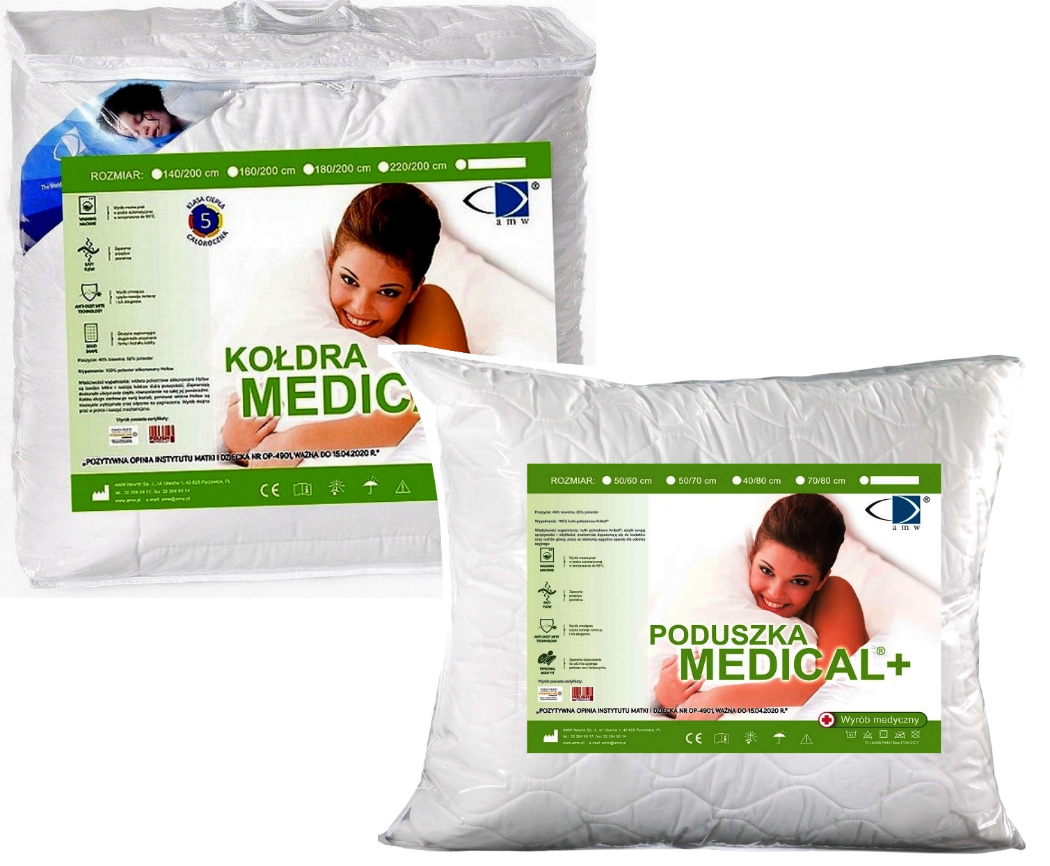 

Komplet Kołdra Medical 140x200 + poduszka 70x80