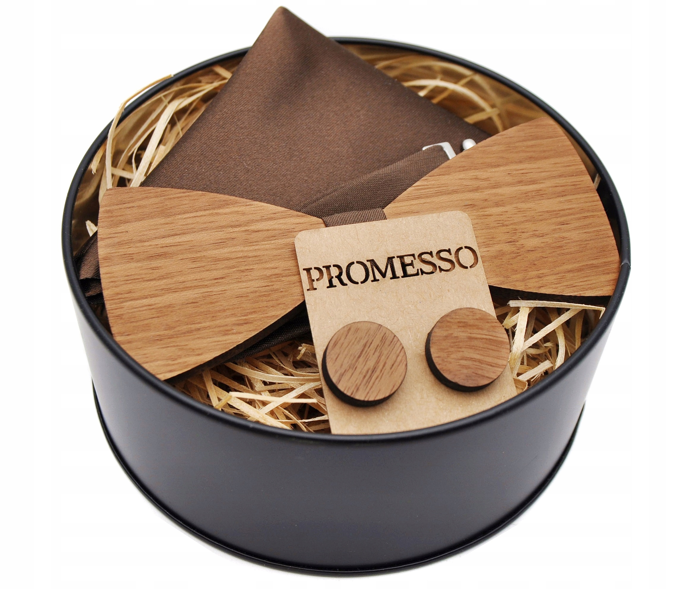 ZESTAW DREWNIANA MUCHA SPINKI POSZETKA NA PREZENT