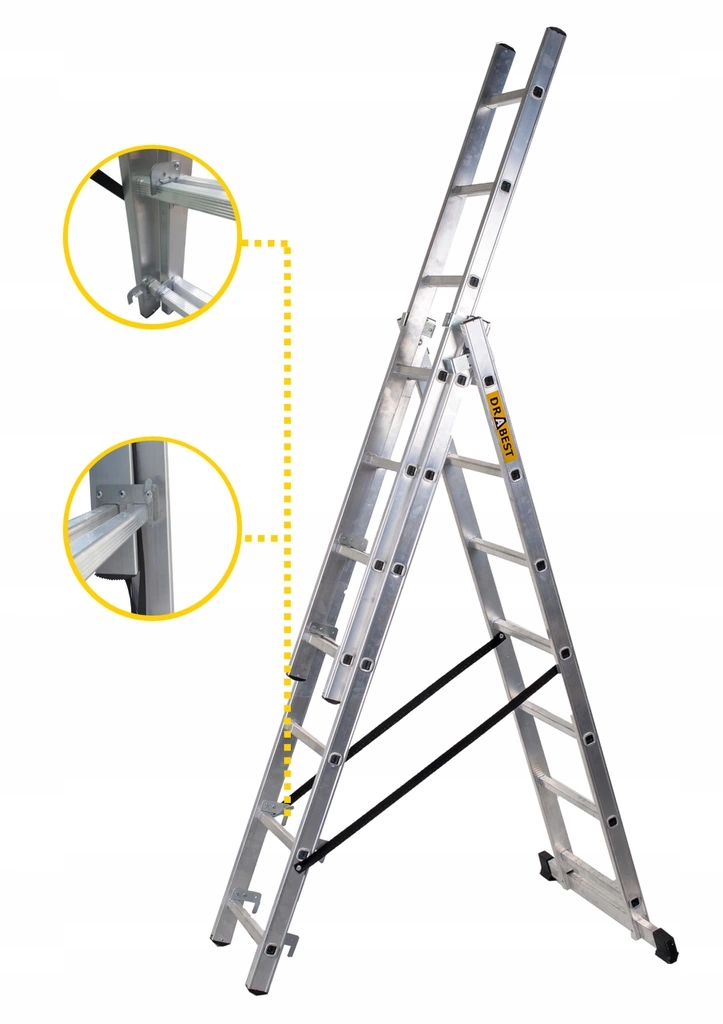 DRABINA ALUMINIOWA 3x11 DRABEST na schody +GRATISY Liczba elementów 3