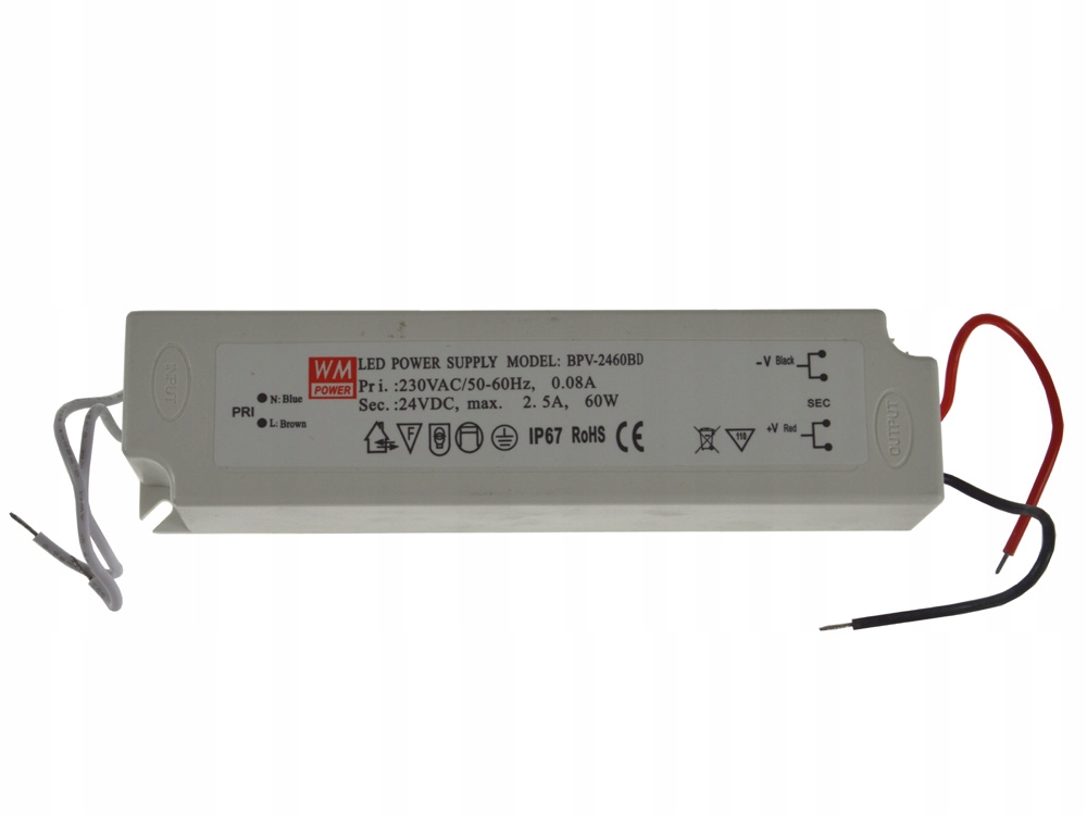 

Zasilacz Led Wm Power 24V 60W IP67 Wodoodporny