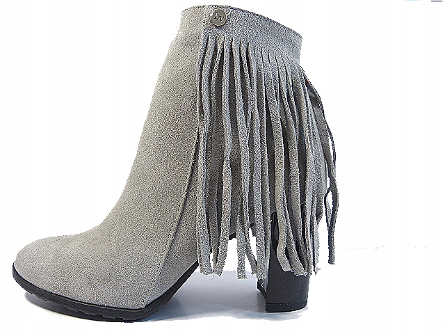 Popelavé kotníkové boty na podpatku, zateplené, dámské kožené boty J.w 40