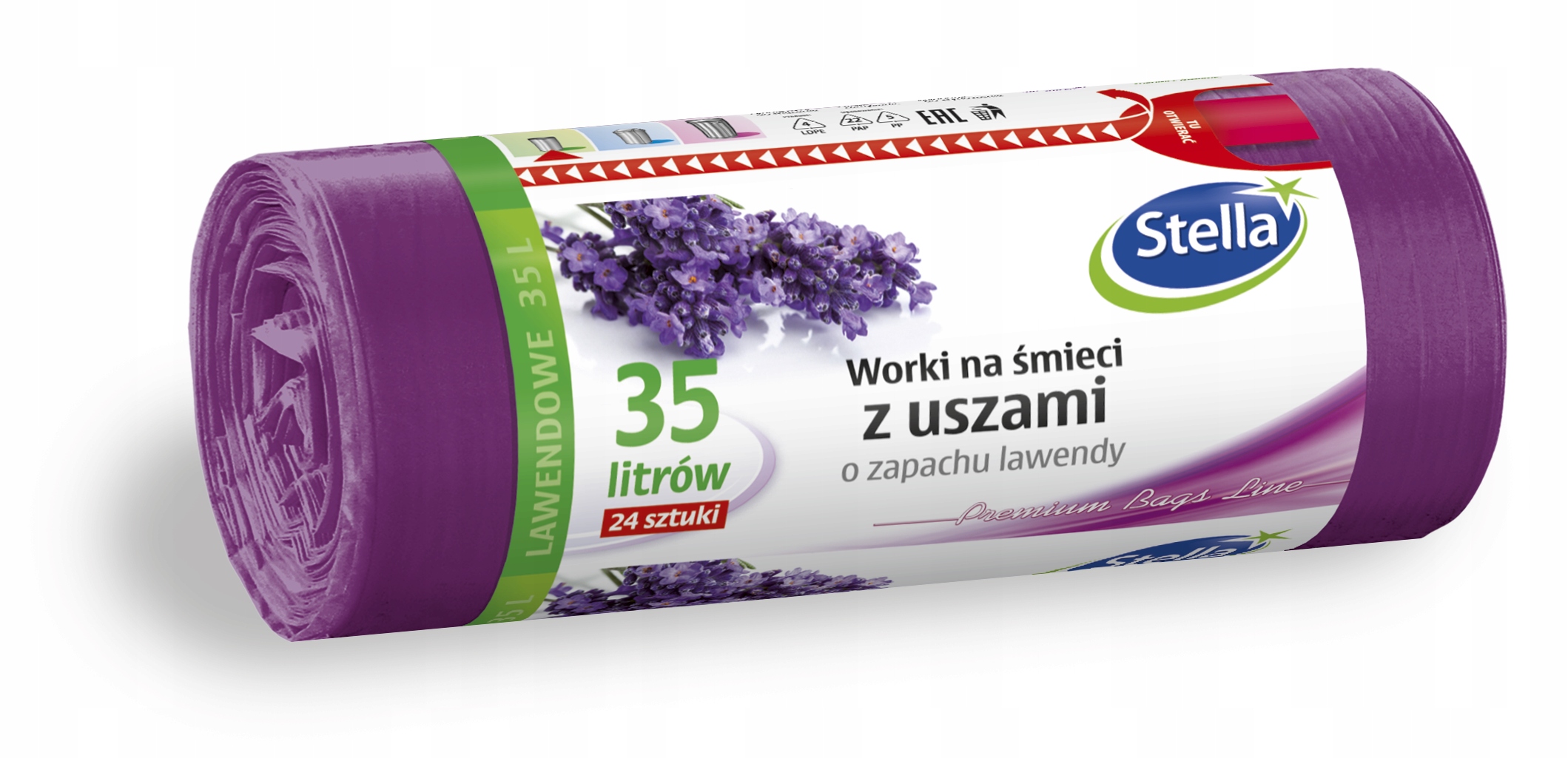 

Stella Worki Na Śmieci Z Uszami Lawenda 35L 24szt