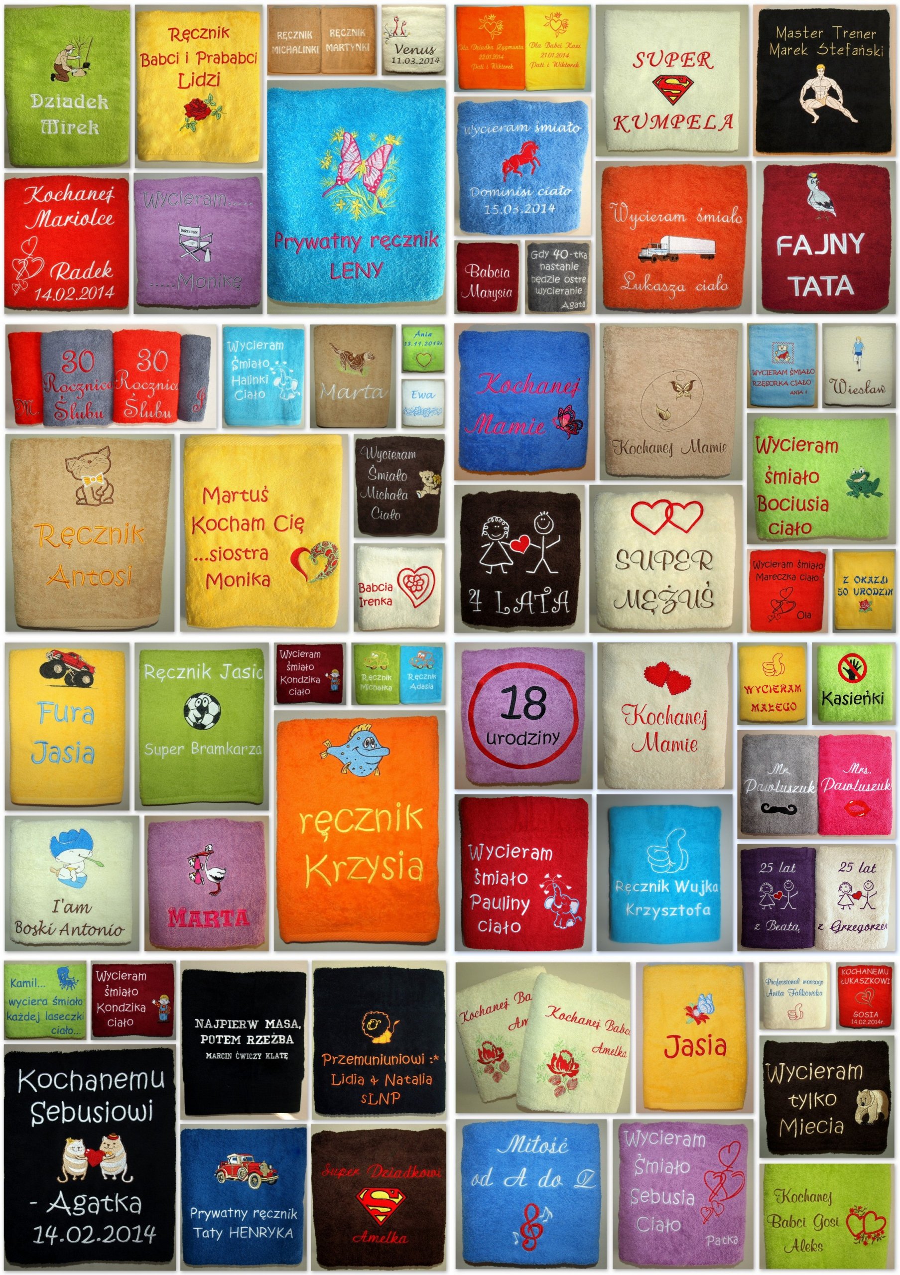 Extra RĘCZNIK z Twoim HAFTEM prezent na WALENTYNKI Długość (dłuższy bok) 100 cm