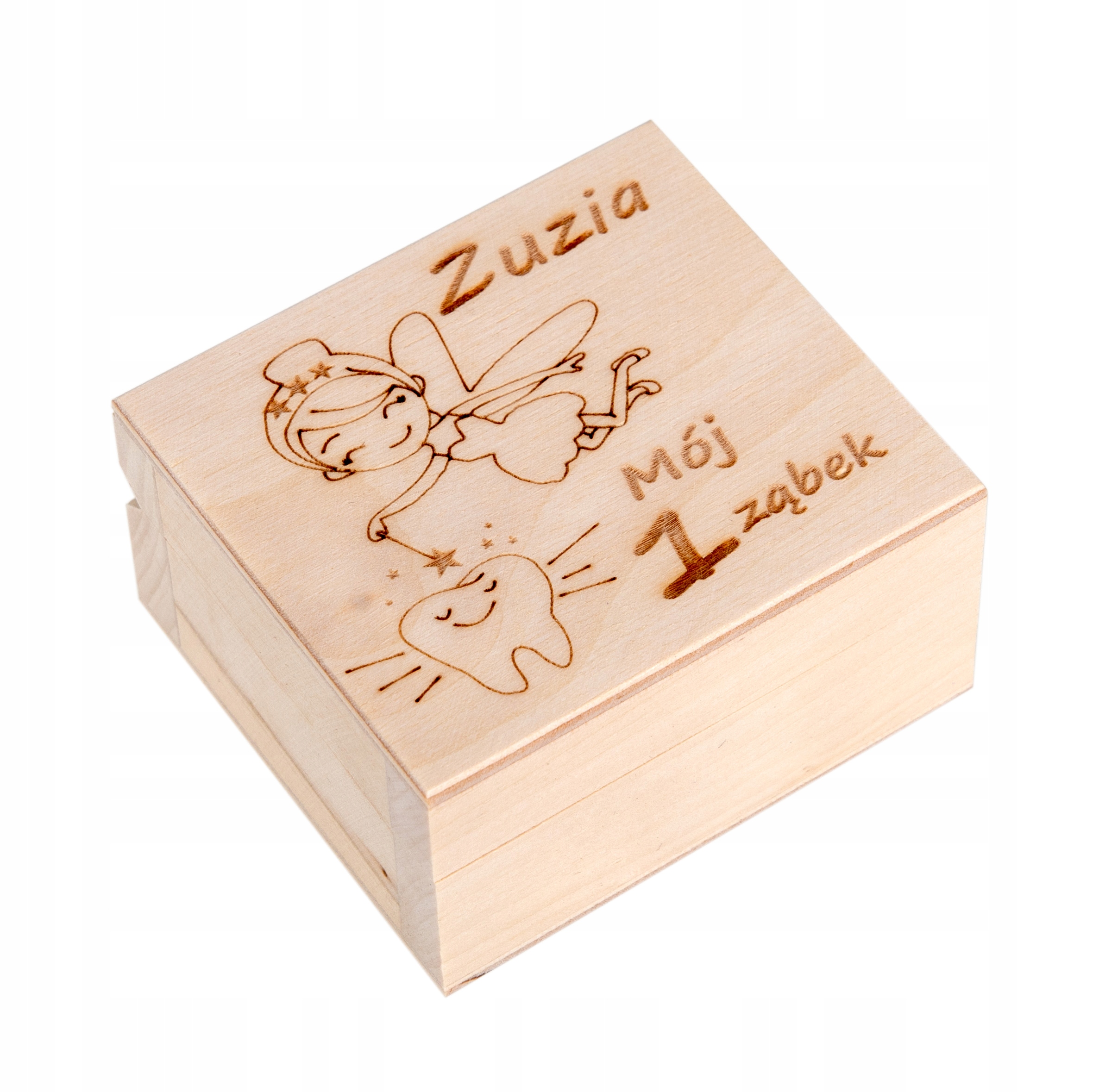 

Drewniane pudełeczko na zęby, mleczaki Ząbki Eko