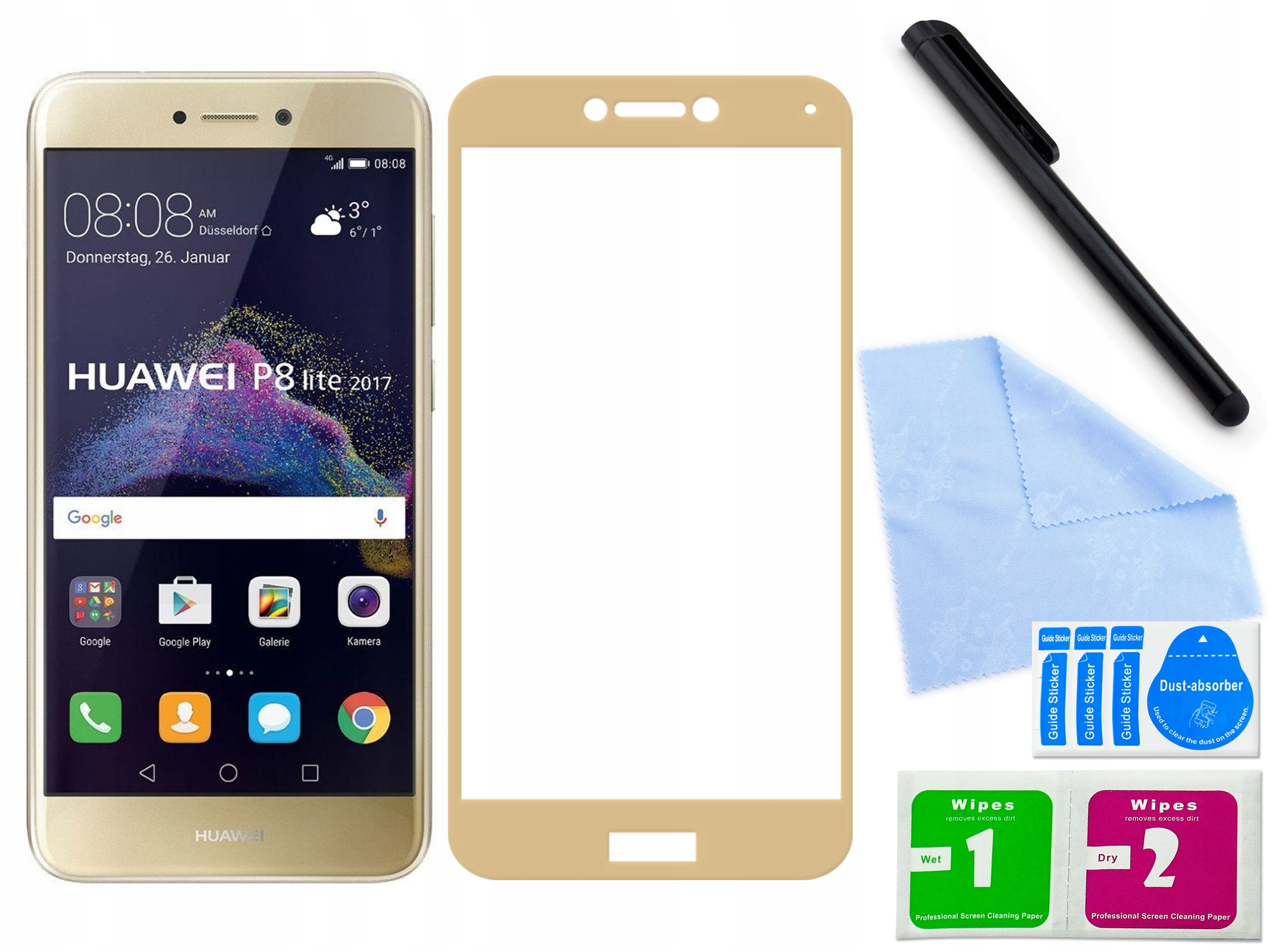 

Zaokršglone szkło do Huawei P8 lite 2017 Złote