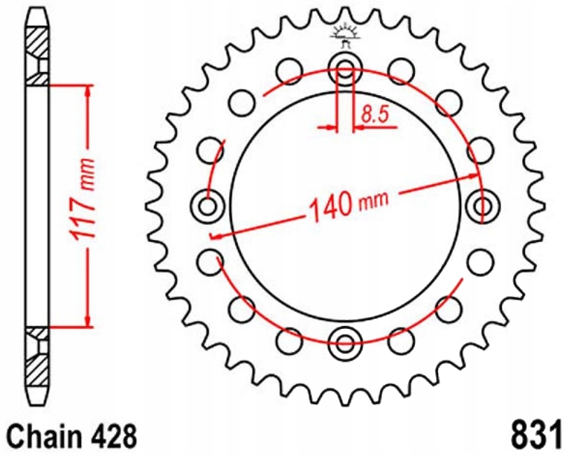 Zadní ozubené kolo Jt R831 46 48Z Yamaha Yz 80 84-94