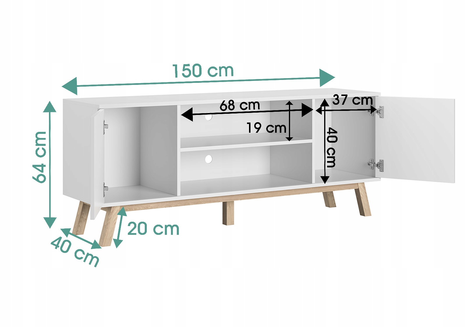 Komoda Szafka RTV Vero Biały Mat Styl Skandynawski Kod producenta 801735