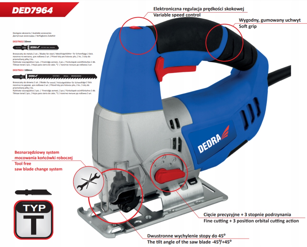 Elektrická přímočará pila 600W Dedra DED7964