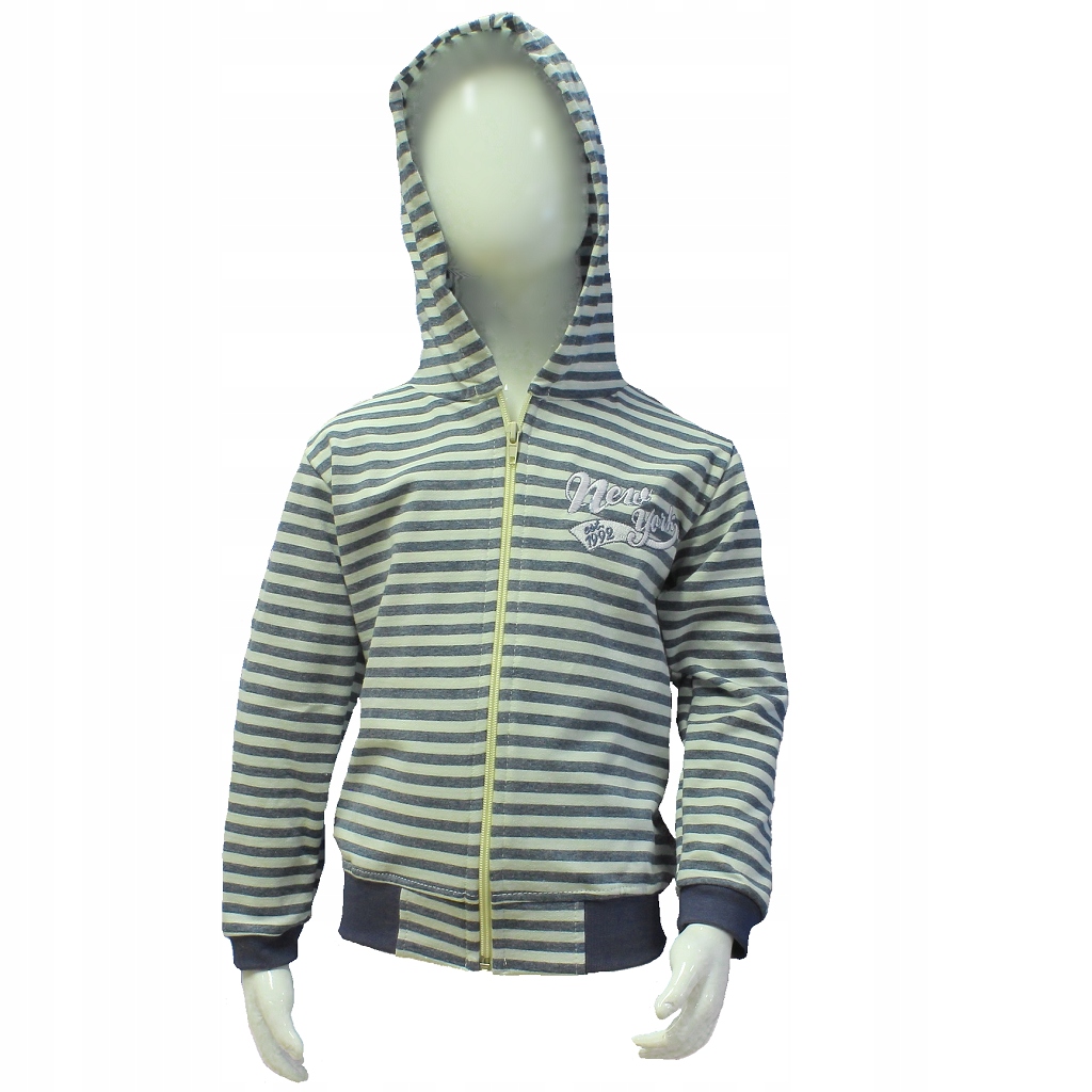 

Bluza rozpinana dresowa z kapturem nieb. paski 98
