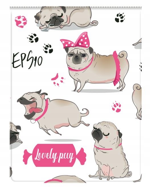 

Okładka etui na legitymację szkolną Mops