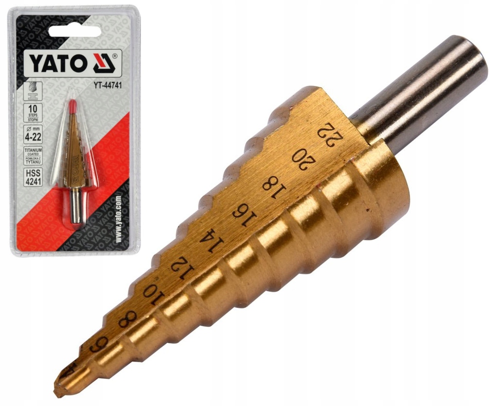 

YT-44741 Wiertło Stopniowe 4-22mm Stożkowe Tytan