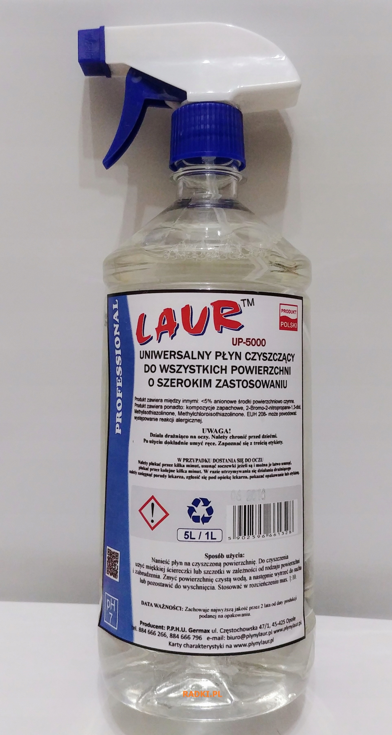 

Uniwersalny płyn czyszczący Laur UP5000 1L trigger