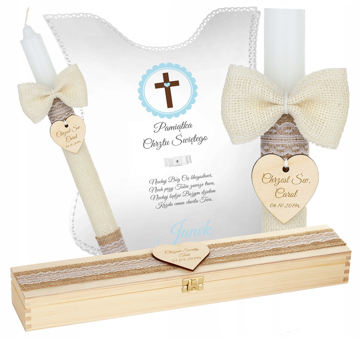 ŚWIECA NA CHRZEST GRAWER PUDEŁKO SZATKA DO CHRZTU