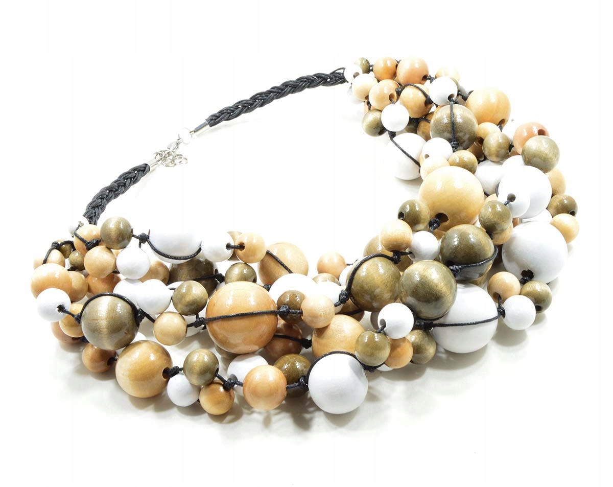 Kolie dřevěná Korále masivní náhrdelník Neutrální