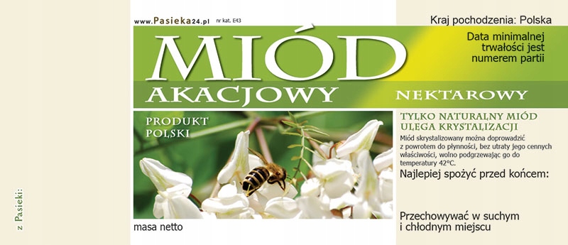 

Etykieta na miód Akacjowy 100 szt etykiety E43