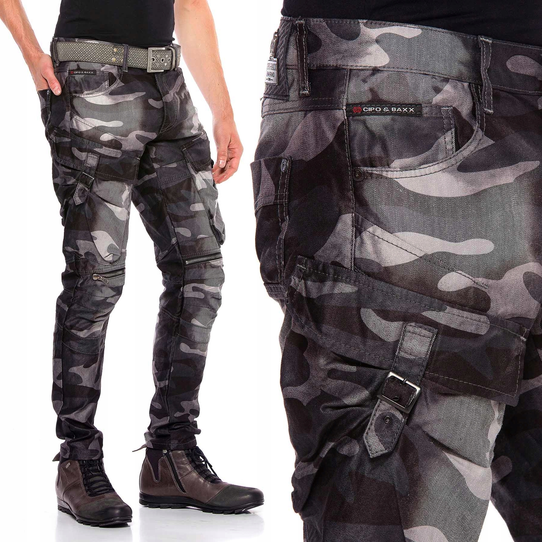 

Spodnie Cipo Baxx Bojówki Męskie Jeans Moro