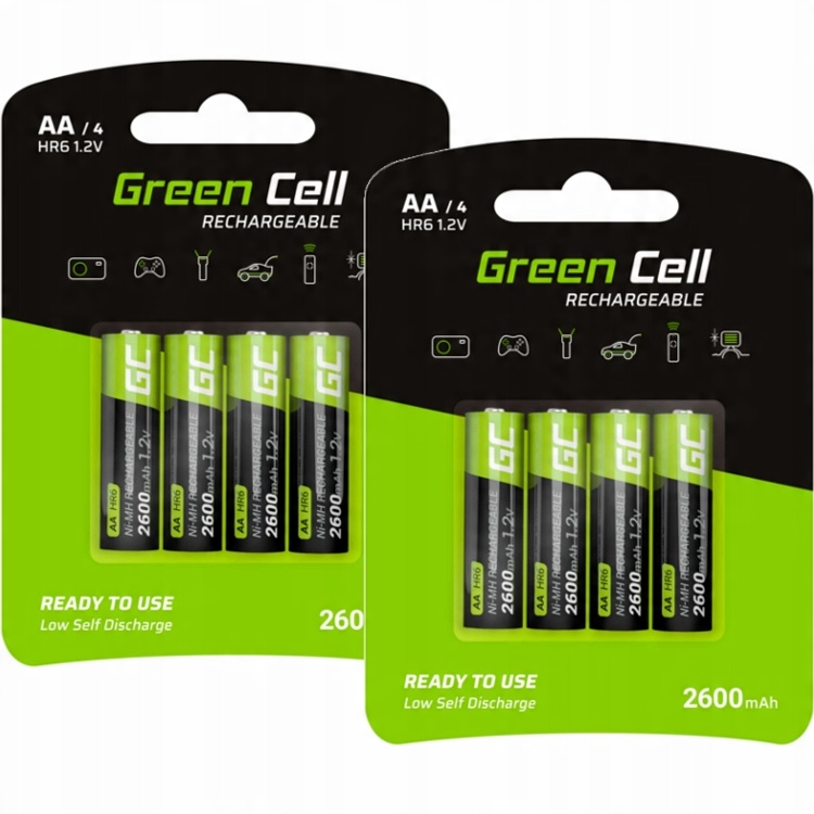 

8x Akumulatorki Aa R6 Green Cell 2600mAh Baterie
