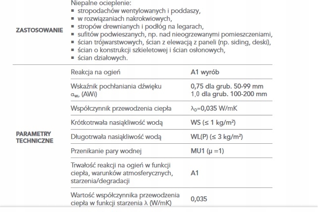wełna ROCKWOOL SUPERROCK 100mm Grubość 100 mm