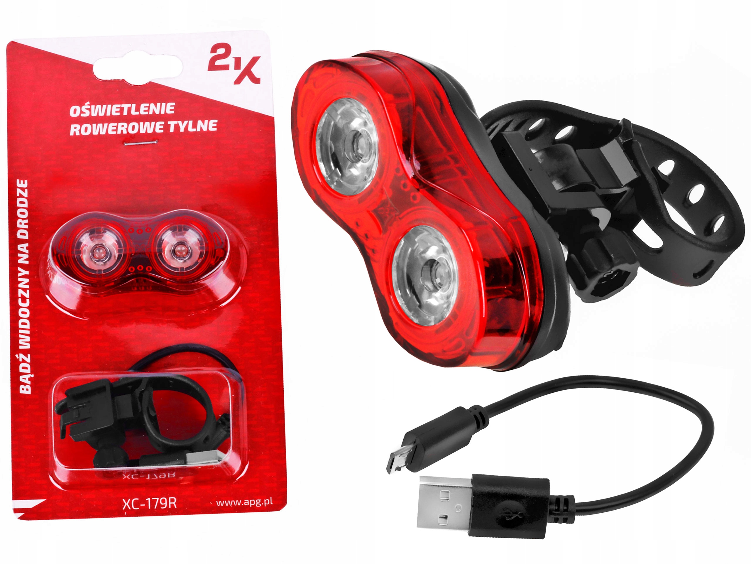 

Lampka rowerowa tylna 2K XC-179R 2x Led 0,5W Usb