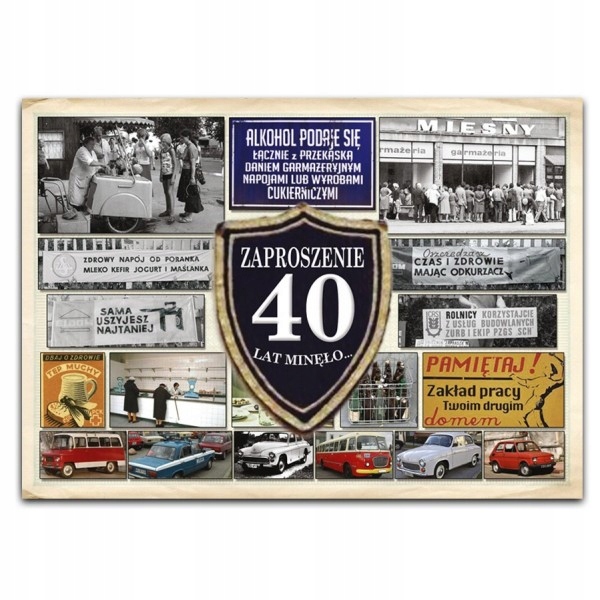 ZAPROSZENIE ZAPROSZENIA NA 40 CZTERDZIESTKĘ 5 SZT Kolor dominujący srebrny