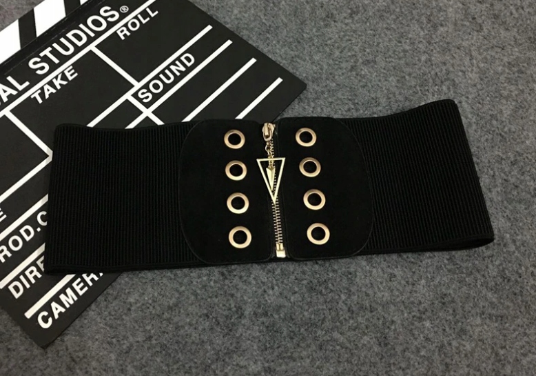 ELASTYCZNY PASEK GORSETOWY GORSET CZARNY PAS ZAMEK Wzór dominujący bez wzoru